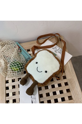 Dachuang Sevimli Tost Ekmek Crossbody Omuz Çantası Sevimli Peluş Çapraz Vücut Çanta Çanta Küçük Kızlar İçin Toddler Oyuncaklar Çok Renkli