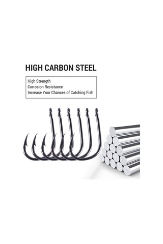 Kosona 7 Numara 100 Adet Yüksek Karbon Çelik Işını Kanca, Dairesel Uçlu, Dikişli, Dayanıklı, Deniz/nehir/baraj İçin