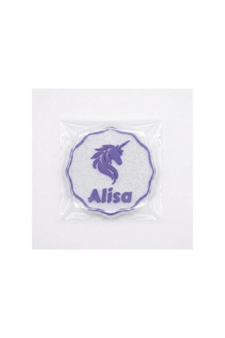 50'li Lila Unicorn Temalı İsme Özel Mermer Zemin Magnet Bebek Hediyeliği - Baby Shower Ve Dağıtmalık