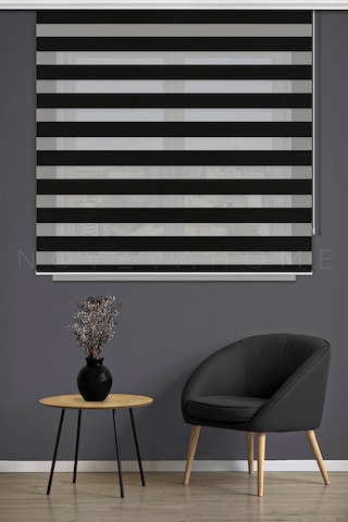Bambu 1009 Siyah Zebra Stor Perde Ofis Mutfak Camı Çocuk Odası Yatak Odası Salon Perdesi Lüx Siyah