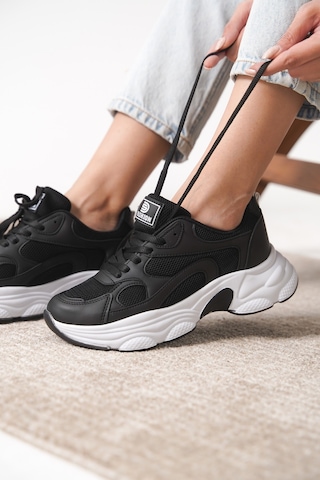 Garantili D0164 Günlük Ortopedik Kadın Sneaker Spor Ayakkabı Siyah-beyaz