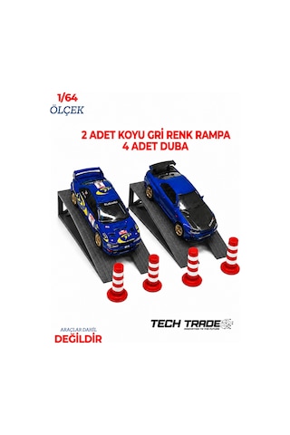 1/64 Ölçek Diorama 2 Adet Koyu Gri Rampa + 4 Adet Duba