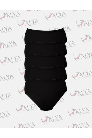 Alya Underwear Kadın Büyük Beden Külot Battal Full Brief, Yüksek Bel 5xl, 6xl, 7xl 5 Farklı Renk 1 Pakette Siyah