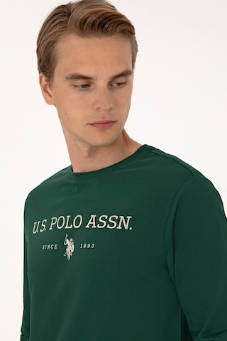 U.S. Polo Assn. Erkek Regular Fit Bisiklet Yaka Koyu Yeşil İnce Basic Sweatshirt 50313743-VR079