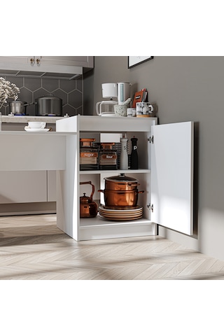 Milano Bar Masası Dolaplı Yüksek Mutfak Yemek Masası, Bar Masa