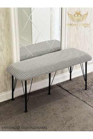 By Hakan Aşkın Metal Ayaklı Kazayağı Kumaş Kapitonesiz 38x100 Cm Puf & Bench Kazayağı Kumaş Dokuma