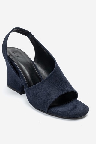 Luvi Shoes Zyra Lacivert Süet Kadın Dolgu Topuklu Ayakkabı