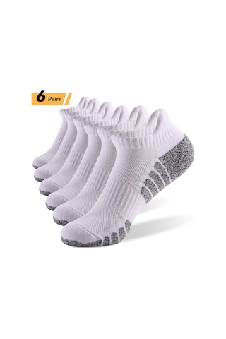 Monyee 6 Çift Beyaz M Bileklik Spor Çorapları - Outdoor Yürüyüş, Koşu, Dağcılık İçin Yumuşak, Neme Dayanıklı, Teri Emici Beyaz