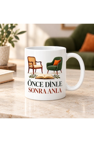 Kahveci.store Birlikte Dinlemek Tasarımlı Porselen Kupa - Model 786 22