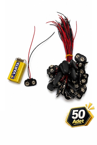 Pil Soketi 9v Pil Başlığı Bağlantı Kablosu Jack Battery Connector 50 Adet