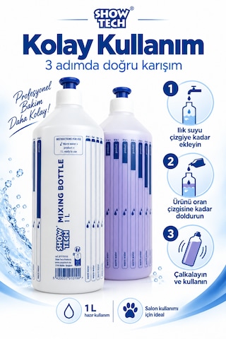 Showtech Konsantre Şampuan Seyreltme Şişesi 1 Lt - Ölçekli