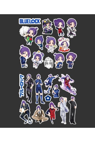 Reo Mikage-bluelock-parlak Kağıt -2li Sticker Set-futbol Telefon Süsleme Anime Blue Lock Lila