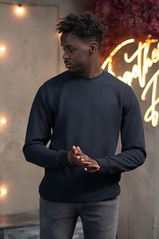 Dorss Regular Fit Armürlü Bisiklet Yaka Likralı Mevsimlik Sweatshirt Lacivert