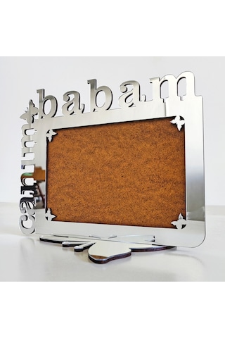Babalar İçin Gümüş Aynalı Pleksi Fotoğraf Çerçevesi Canım Babam