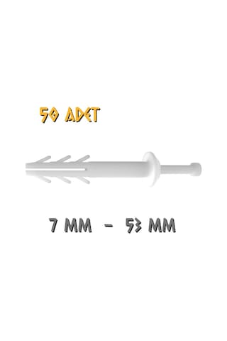 Made Extra Plastik Çivili Korniş Montaj Dübeli 7 Mm. - 50 Adet