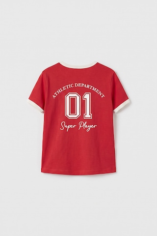 Fiesta Omuz Biye Detaylı Baskılı Kız Çocuk T-shirt - 75181 Kırmızı