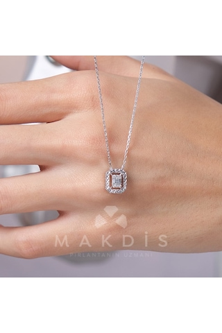 0.05 Karat Baget Pırlanta Kolye - Hrd Sertifikalı 45645623