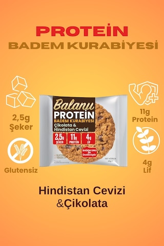 Balanu Protein Çikolata & Hindistan Cevizi Badem Kurabiyesi 60gr X3 Adet