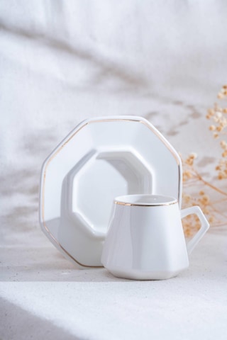 Acar Elara Gold 6 Kişilik Kahve Fincanı Takımı - 90 Ml Beyaz