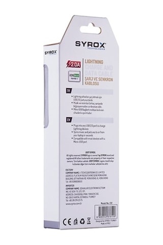 Syrox C12 Apple iPhone Uyumlu Lightning 2.0 A Usb Şarj Kablosu