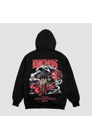 Unisex Siyah Snakeman Baskılı Hoodie Oversize Kapşonlu Sweatshirt Siyah