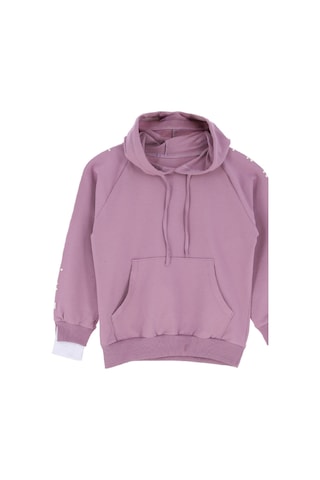 Kız Çocuk 2 İplik-kapüşonlu-manşeti Panelli Ve Garnili Sweatshirt 12-16 Yaş 12395 Pudra