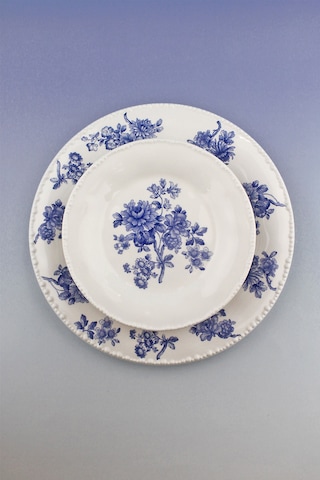 İnci Serisi Blue Blanc 5 Parça Porselen Pasta Takımı Beyaz