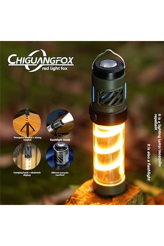 Reedark Dış Mekan Led Uçucu Kovucu Kamp Lambası - Type-c Şarjlı, Taşınabilir, Manyetik Üçgen Ayağı, Çadır Stüdyosu Işığı Siyah Çok Renkli