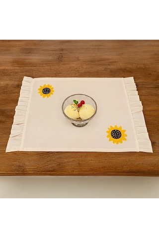 Evidea Soft Nakışlı Fırfırlı 2'li Amerikan Servis - Ekru - 35x50 Cm Ekru