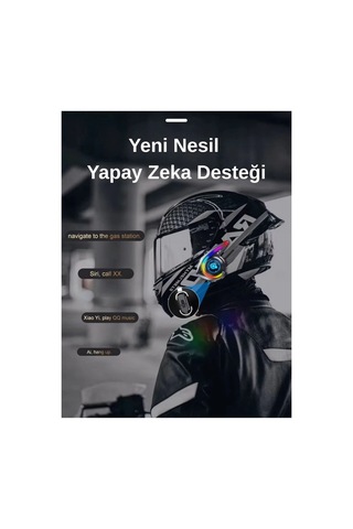 Hubrendy Kargo Y21 Rgb Işık Efektli Intercom Bluetooth Motosiklet Kask Kulaklığı Intercom Kulaklık