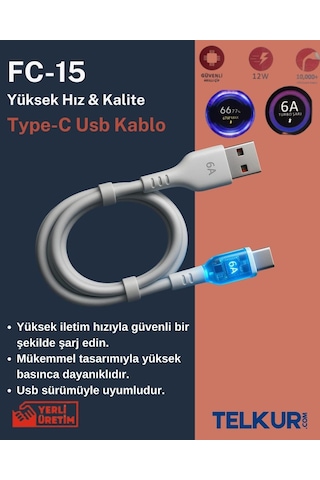Ferro Fc-15 Type-c Hızlı Şarj Ve Data Kablosu 6 Amper 67w