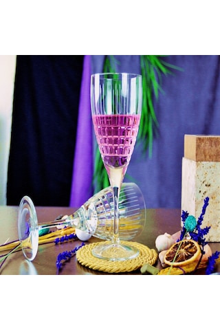 Decocia Kesme Kristal Beyaz Ve Rose Şarap Kadeh 6 Adet 230cc Şeffaf