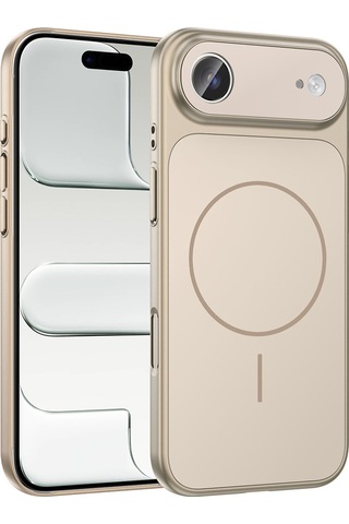Apple Uyumlu iPhone 17 Air Kılıf Zore M-safe Şarj Özellikli Kamera Korumalı Formen Kapak Gold