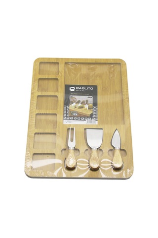 Kahvaltı Peynir Sunum Panosu Mdf 6+1 Bölmeli Sarı