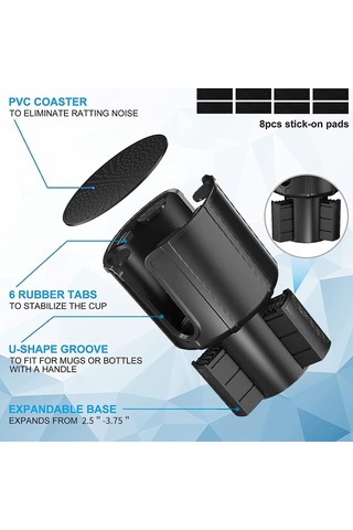 Maiyame Araç İçecek Tutucu Genişletici Adaptörü Ayarlanabilir Taban, 3.2-3.8 İnç Çaplı Suluklar İçin, Silikon Mat Ve Kalın Yastıklar, 2 Adet