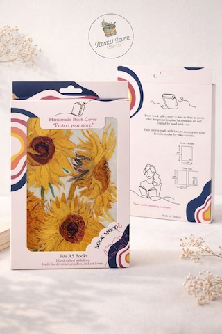 Kitap Kılıfı Ve Metal Kitap Ayracı Seti Van Gogh Ayçiçekleri
