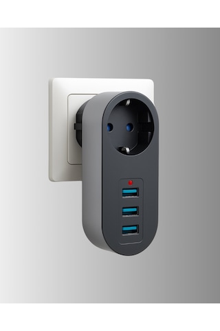 Isıya Dayanıklı 3 Usb Portlu Güvenlikli Priz Akıllı Yönetimi 0