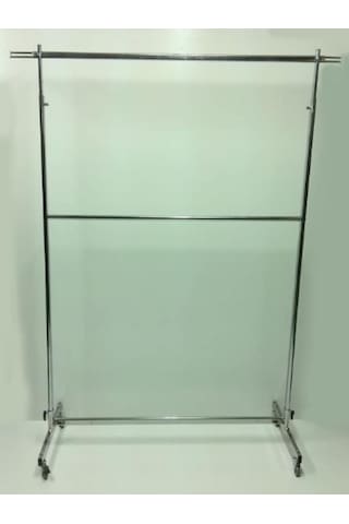 Vitrinraf Krom Kaplama Tekerlekli Stand Askılık Esek Çift Katlı Vitrinraf Krom Kaplama Tekerlekli Stand Askılık Esek Çift Katlı