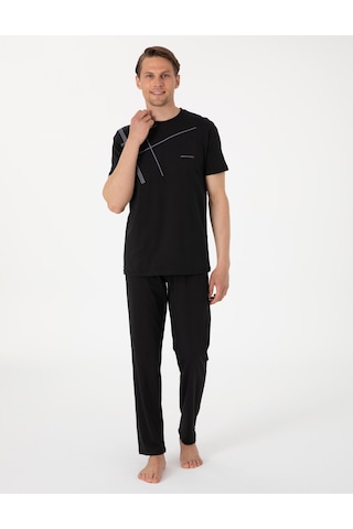 Pierre Cardin %100 Pamuk 6081 Luxury Kısa Kol Erkek Pijama Takımı Siyah