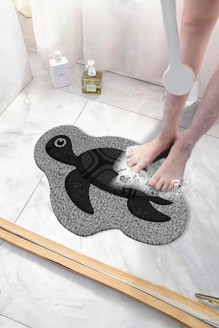 Kaplumbağa Banyo Paspas Kaymaz Paspas Su Emici Islak Zemin Duş Paspası Kivircik Paspas 40x60 Cm Gri