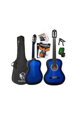 Fourtune Luca C-180BL Mavi Klasik Gitar Seti 4/4 Sap Ayarlı