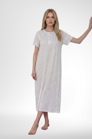Mecit Pijama Mecit 6395 Pembe Büyük Beden Pamuklu Kadın Kısa Kollu Gecelik