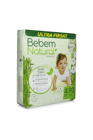 Bebem Natural Bebek Bezi 4 Numara Maxi Ultra Fırsat Paketi 90 Adet