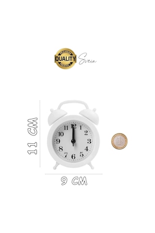 Sessiz Çalışan Yüksek Sesli Alarmlı Retro Tasarım Analog Masaüstü Çanlı Mini Çalar Saat Başucu 11 Cm