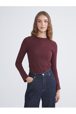 Lcw Modest Bordo Bisiklet Yaka Kadın Body