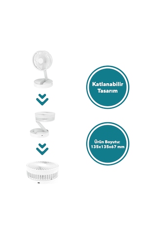 Kumtel KUF-106 Şarj Edilebilir Masa El Fanı