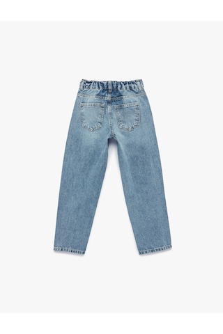 Koton Beli Lastikli Düğmeli Rahat Kesim Denim Pantolon Lıght Indıgo 6skb40008td Açık Mavi