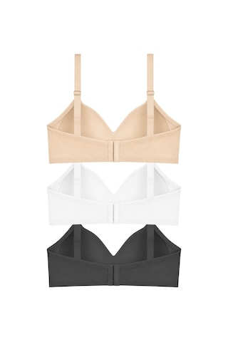 Cottonill Bra - Celina Balensiz Kaplı Minimizer Büyük Beden Kadın Sütyen 3'lü Paket-2 Çok Renkli