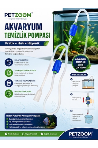 Premium Manuel Akvaryum Pompası Pratik Su Değişimi Vakum Pompası Temizlik Ürünü Dip Süpürgesi