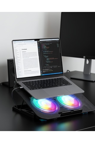 Laptop Soğutucu Stand İki Fanlı Rgb Aydınlatmalı Uczzzn33bilgisayarfanı-2